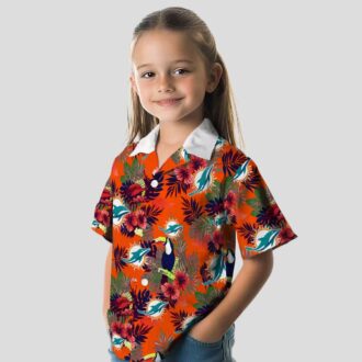 Miami Dolphins Floral Toucan Hawaiian Shirt – Aqua Red Aloha Button Up