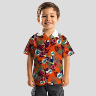 Miami Dolphins Floral Toucan Hawaiian Shirt – Aqua Red Aloha Button Up