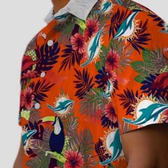 Miami Dolphins Floral Toucan Hawaiian Shirt – Aqua Red Aloha Button Up