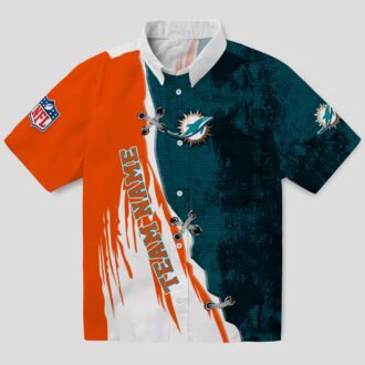Miami Dolphins Hawaiian Button Up Shirt, Edgy Streaks Tropical Beach Shirt