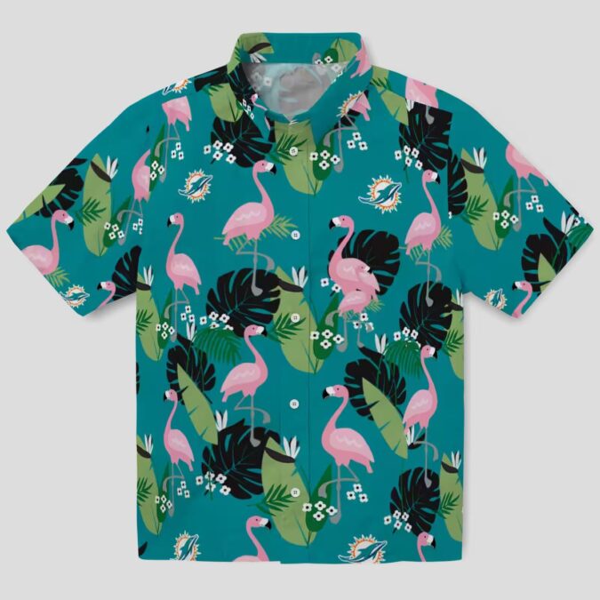 Miami Dolphins Hawaiian Shirt for Men & Women, Summer Flamingo Leaf Design