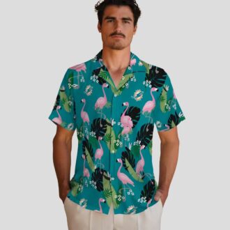 Miami Dolphins Hawaiian Shirt for Men & Women, Summer Flamingo Leaf Design