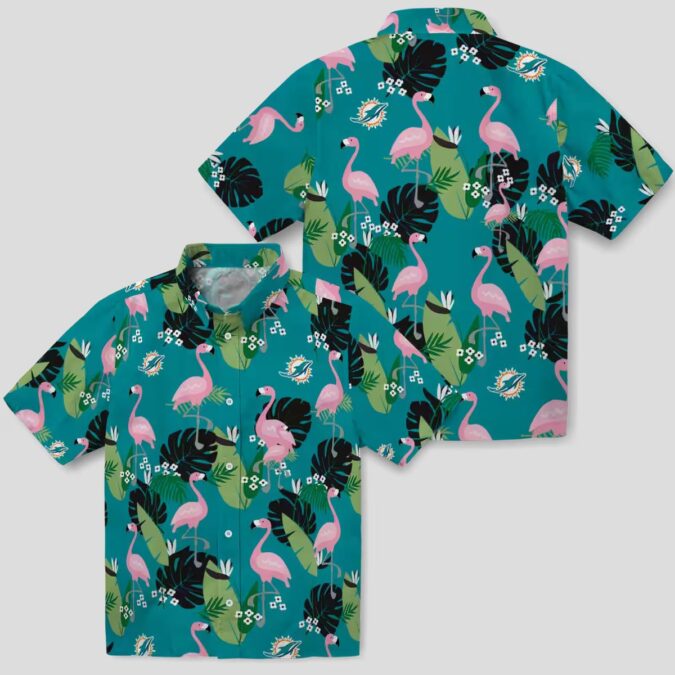 Miami Dolphins Hawaiian Shirt for Men & Women, Summer Flamingo Leaf Design