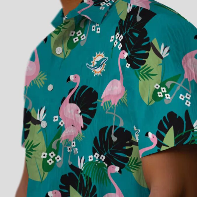 Miami Dolphins Hawaiian Shirt for Men & Women, Summer Flamingo Leaf Design