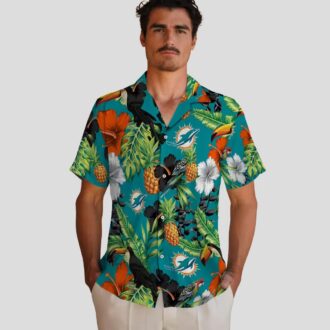 Miami Dolphins NFL Hawaiian Shirt, Toucan Hibiscus Pineapple Tropical Style
