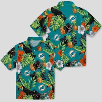 Miami Dolphins NFL Hawaiian Shirt, Toucan Hibiscus Pineapple Tropical Style