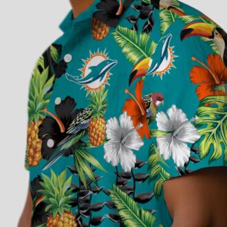Miami Dolphins NFL Hawaiian Shirt, Toucan Hibiscus Pineapple Tropical Style