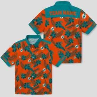 Miami Dolphins Orange Hawaiian Shirt - Tropical Botanical Print for NFL Fans