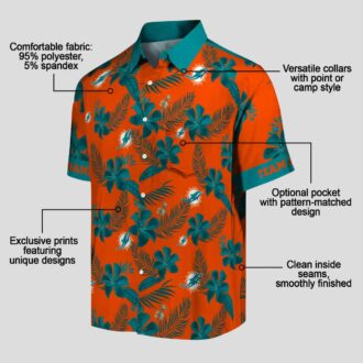 Miami Dolphins Orange Hawaiian Shirt - Tropical Botanical Print for NFL Fans