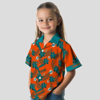 Miami Dolphins Orange Hawaiian Shirt - Tropical Botanical Print for NFL Fans