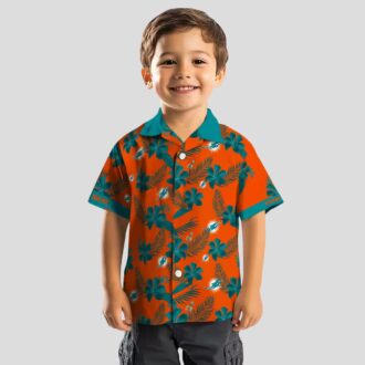 Miami Dolphins Orange Hawaiian Shirt - Tropical Botanical Print for NFL Fans