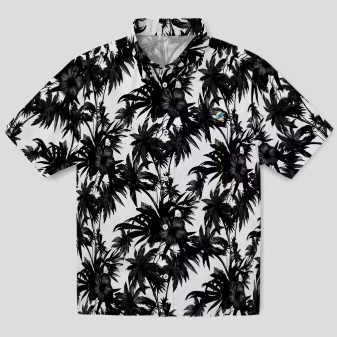 Miami Dolphins Palm Print Hawaiian Shirt, NFL Aloha Fan Gifts