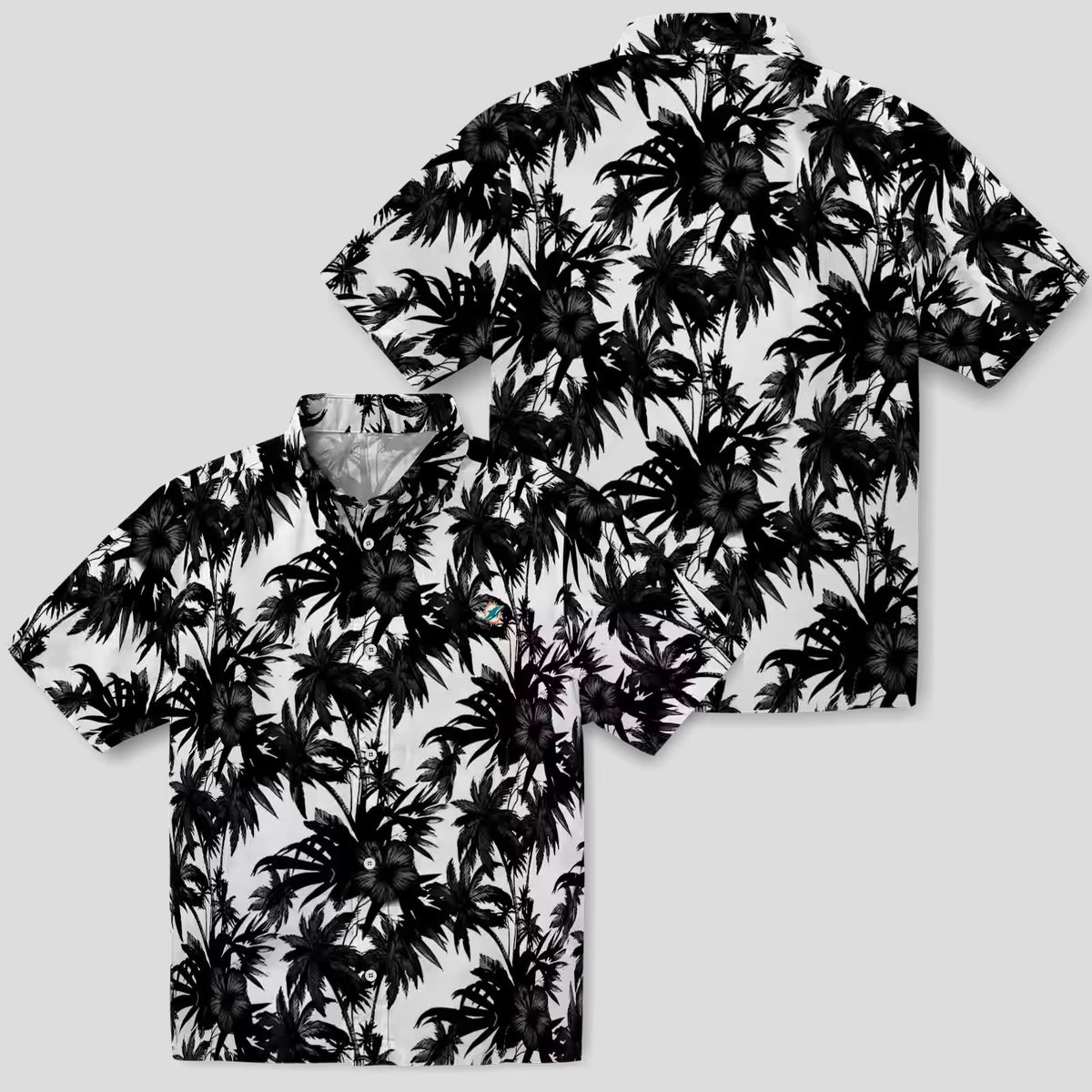 Miami Dolphins Palm Print Hawaiian Shirt, NFL Aloha Fan Gifts