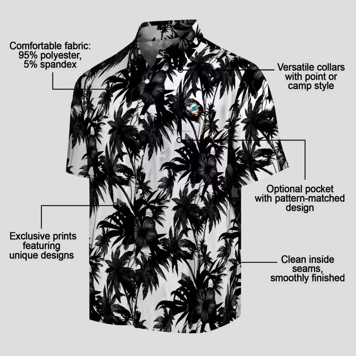 Miami Dolphins Palm Print Hawaiian Shirt, NFL Aloha Fan Gifts