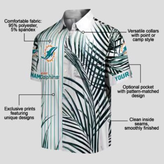 Miami Dolphins Palm Stripes Hawaiian Shirt – Aqua & Black Palm Print