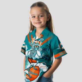 Miami Dolphins Surfing Skeleton Hawaiian Shirt – Aqua Blue NFL Aloha Style