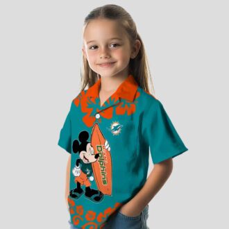 Miami Dolphins Tropical Hawaiian Shirt – Aqua Surfing Mickey Edition