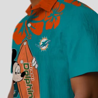 Miami Dolphins Tropical Hawaiian Shirt – Aqua Surfing Mickey Edition