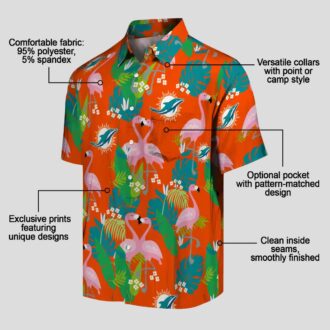 Miami Dolphins Tropical Vacation Aloha Shirt, Flamingo Palm Print Hawaiian Style