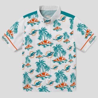 NFL Fans Miami Dolphins Beach Hawaiian Shirt, Aqua Palm Island Print
