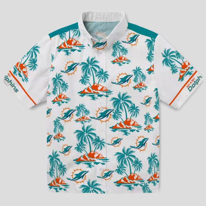 NFL Fans Miami Dolphins Beach Hawaiian Shirt, Aqua Palm Island Print