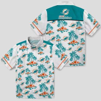 NFL Fans Miami Dolphins Beach Hawaiian Shirt, Aqua Palm Island Print