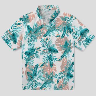 NFL Fans Miami Dolphins Hawaiian Shirt, White Tropical Print Aloha Shirt