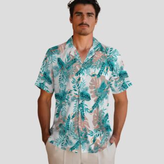 NFL Fans Miami Dolphins Hawaiian Shirt, White Tropical Print Aloha Shirt