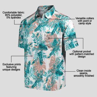 NFL Fans Miami Dolphins Hawaiian Shirt, White Tropical Print Aloha Shirt