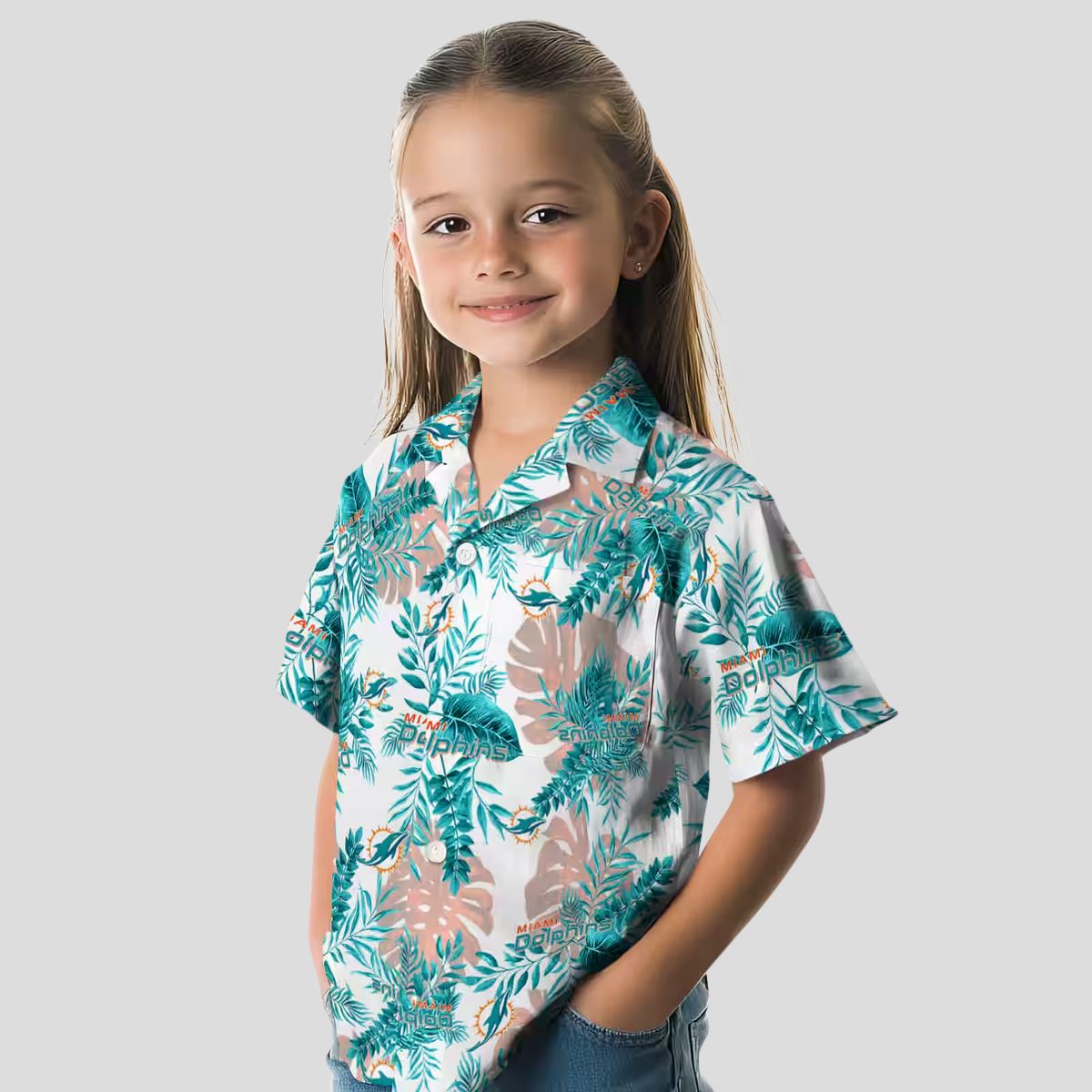 NFL Fans Miami Dolphins Hawaiian Shirt, White Tropical Print Aloha Shirt
