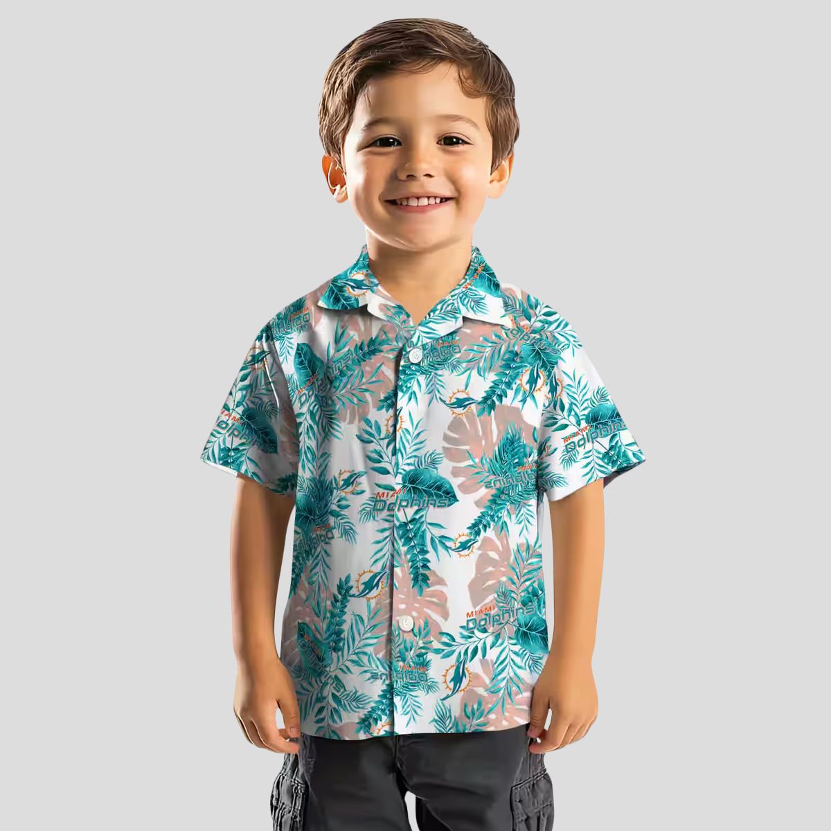 NFL Fans Miami Dolphins Hawaiian Shirt, White Tropical Print Aloha Shirt