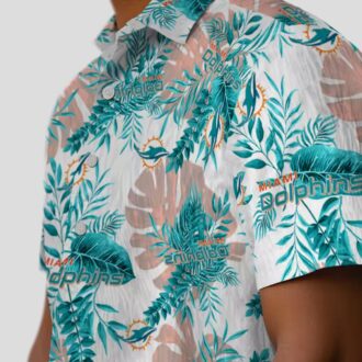 NFL Fans Miami Dolphins Hawaiian Shirt, White Tropical Print Aloha Shirt
