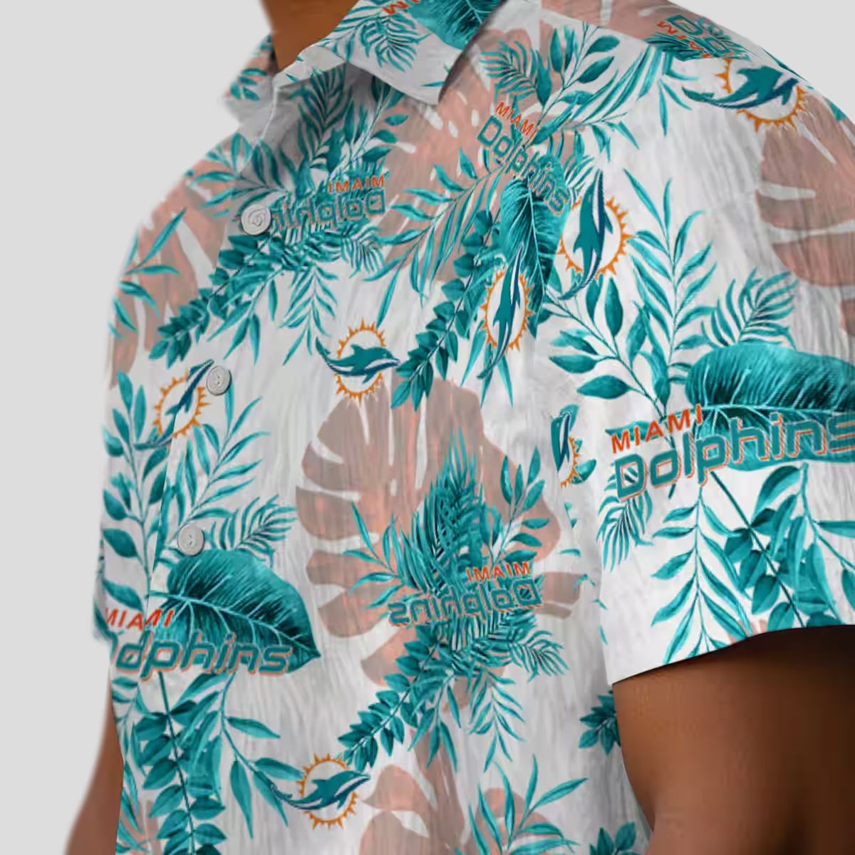 NFL Fans Miami Dolphins Hawaiian Shirt, White Tropical Print Aloha Shirt