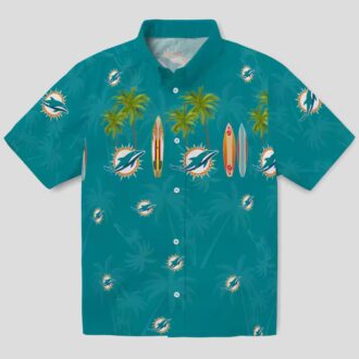NFL Fans Miami Dolphins Tropical Hawaiian Shirt – Surfboard & Palm Print
