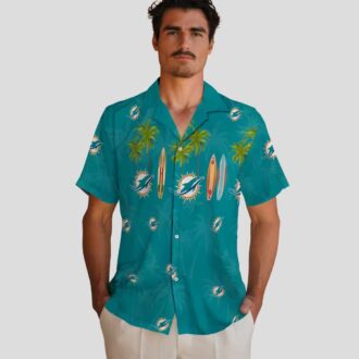 NFL Fans Miami Dolphins Tropical Hawaiian Shirt – Surfboard & Palm Print