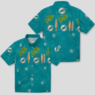 NFL Fans Miami Dolphins Tropical Hawaiian Shirt – Surfboard & Palm Print
