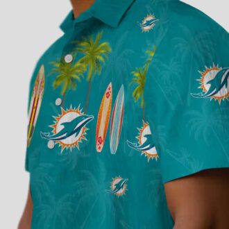 NFL Fans Miami Dolphins Tropical Hawaiian Shirt – Surfboard & Palm Print