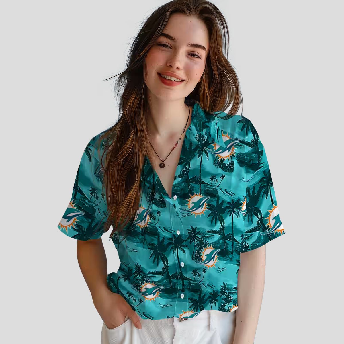 NFL Miami Dolphins Floral Hawaiian Shirt, Coastal Palm Summer Outfit