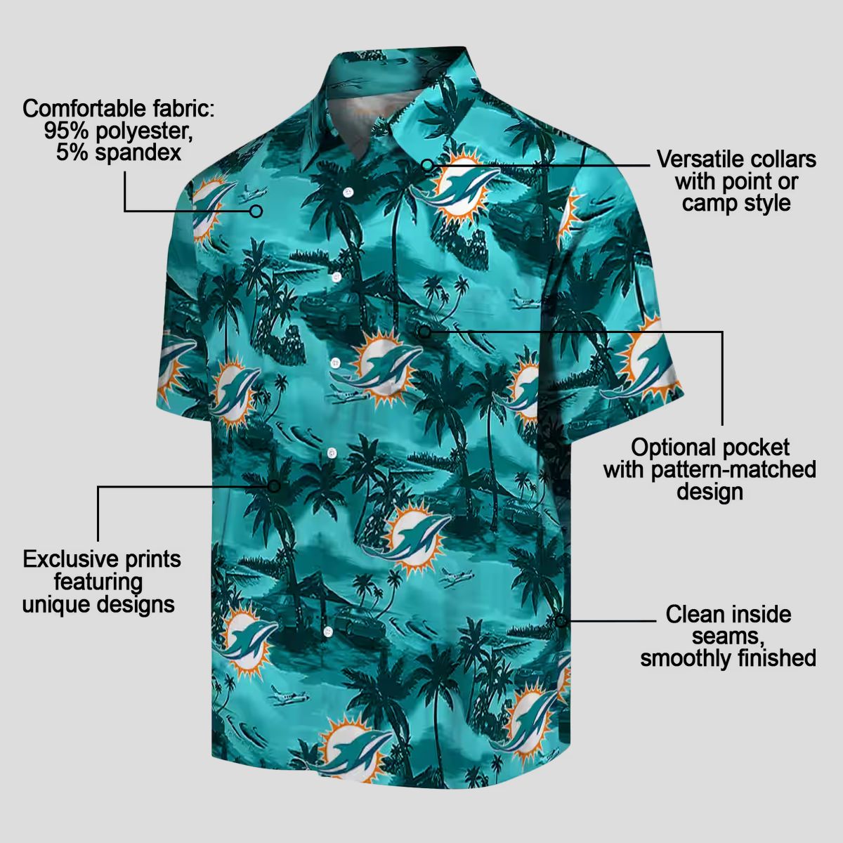 NFL Miami Dolphins Floral Hawaiian Shirt, Coastal Palm Summer Outfit