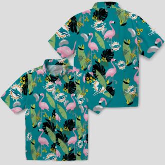 NFL Miami Dolphins Game Day Hawaiian Shirt – Aqua Flamingo & Palm Leaf Print