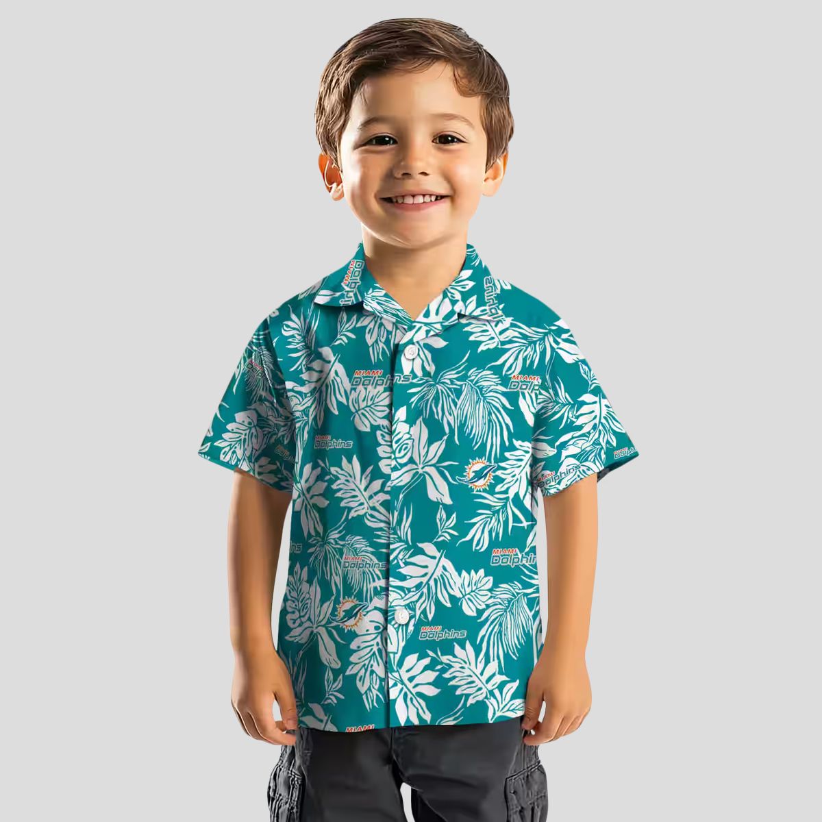 NFL Miami Dolphins Hawaiian Shirt, Aqua White Leaf Print for Beach & Game Day