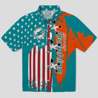 NFL Miami Dolphins Stitched Flag Hawaiian Shirt, Aqua Beachwear for Fans