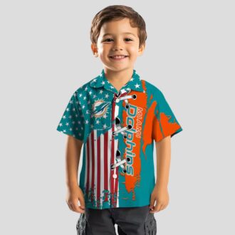 NFL Miami Dolphins Stitched Flag Hawaiian Shirt, Aqua Beachwear for Fans