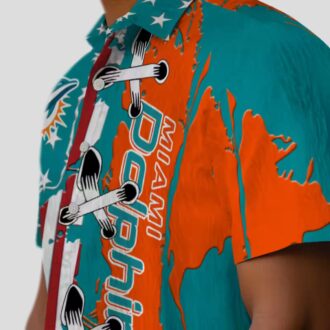 NFL Miami Dolphins Stitched Flag Hawaiian Shirt, Aqua Beachwear for Fans