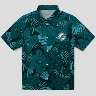 NFL Miami Dolphins Summer Hawaiian Shirt, Aqua Palm Tree Jungle Theme