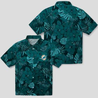 NFL Miami Dolphins Summer Hawaiian Shirt, Aqua Palm Tree Jungle Theme