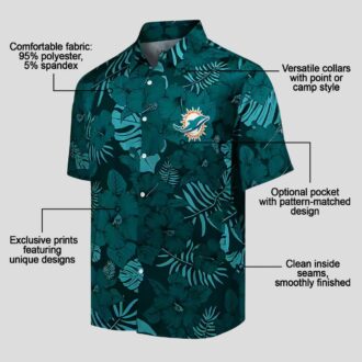 NFL Miami Dolphins Summer Hawaiian Shirt, Aqua Palm Tree Jungle Theme