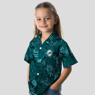 NFL Miami Dolphins Summer Hawaiian Shirt, Aqua Palm Tree Jungle Theme