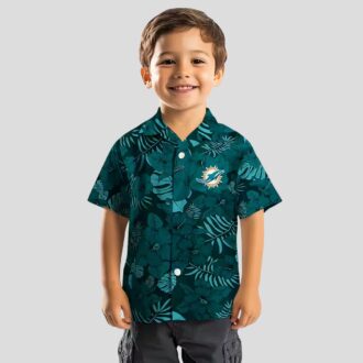 NFL Miami Dolphins Summer Hawaiian Shirt, Aqua Palm Tree Jungle Theme