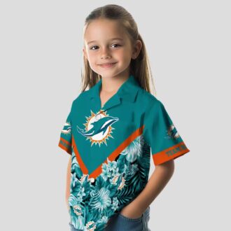 Personalized Miami Dolphins Hawaiian Shirt – Aqua Floral Chevron Beachwear